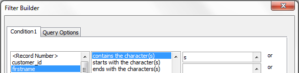 Creating a filter for all first names containing 's'